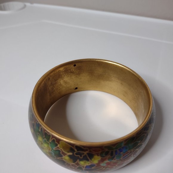 Pretty Multicolor Floral Large Vintage Bangle - Picture 8 of 16